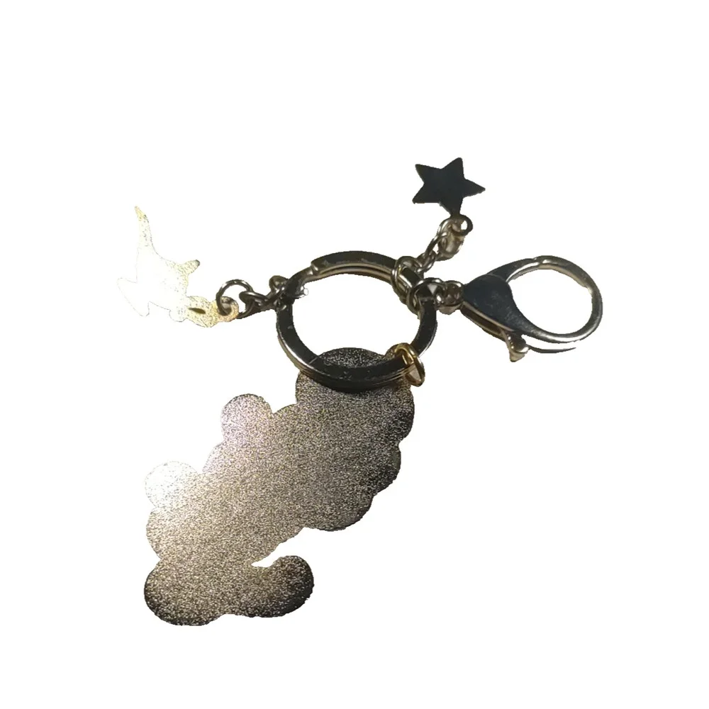 Wish Keychain AL ladens Lamp Star Gold Tone Green Charms